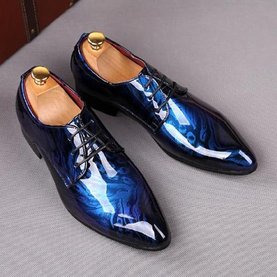 Men's Business Casual Shoes England Fashion Pointed Toe Shoes Leather 3D Patent Leather Men's Shoes