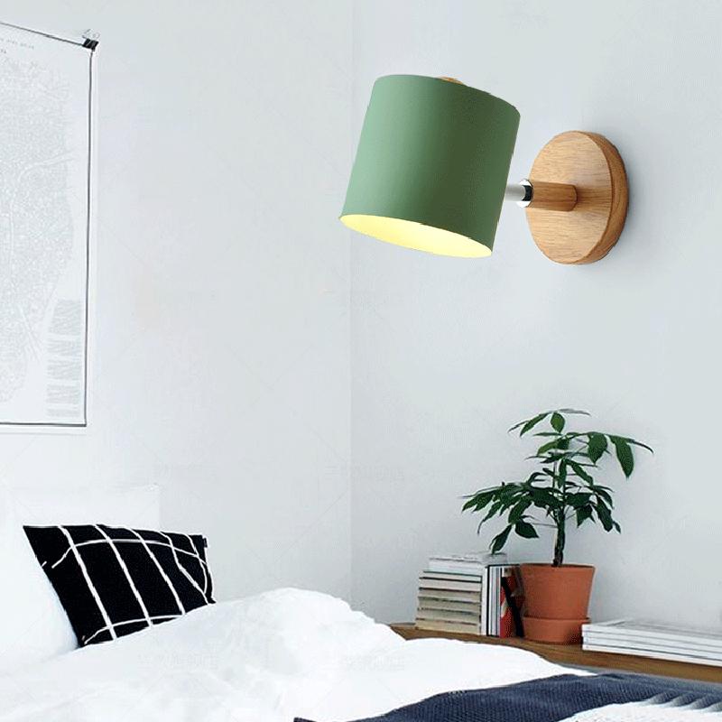Wooden wall lamp bedside wall lamp wall sconce modern steering head wall light for bedroom