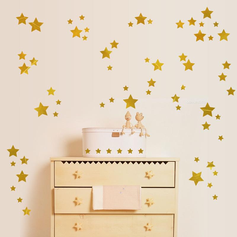 Brushed gold stars bedroom porch cabinet glass window kindergarten layout decorative wall stickers