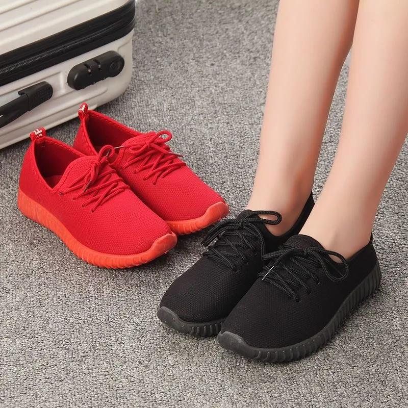 Old Beijing Cloth Shoes Women's Shoes Flat-soled Single Shoes Casual Work Shoes Female Black Soft-soled Dancing Net Shoes Mother Shoes Non-slip