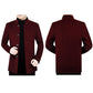 Middle-aged Men's Wool Stand Collar Jacket Autumn and Winter Fashion Handsome Gentleman Plus Velvet Padded Jacket