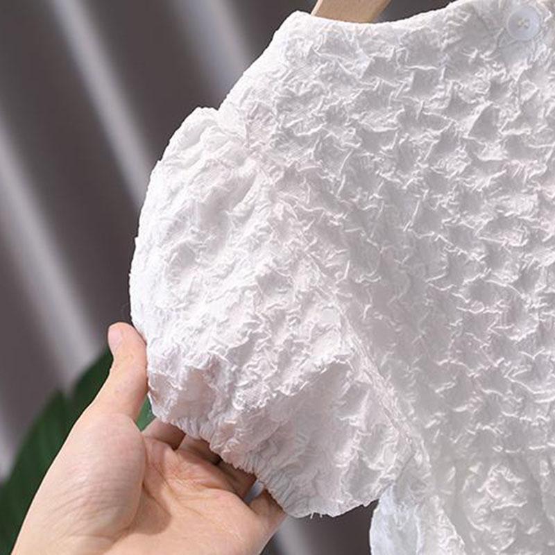 Girls Short Sleeve Dress Summer Thin White Children Princess Dress Summer Dress Cute Red Bow A-line Skirt
