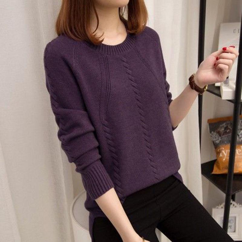 Long Sleeve Sweater Soft Loose Top Sweater Women's Fashion Autumn Winter Round Neck Sweater