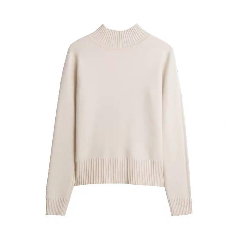 Women's Half-high Collar Pullover Sweater Long-sleeved Knitted bottoming Shirt Slim Wild