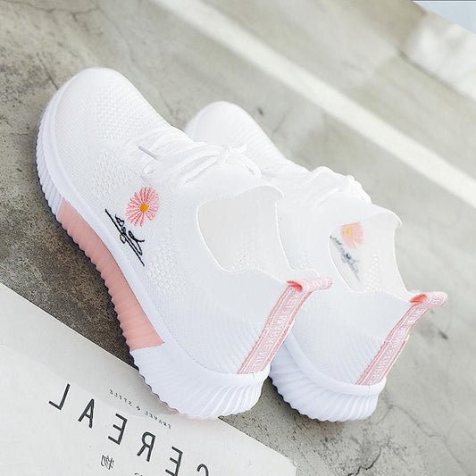 Chrysanthemum Flying Woven Breathable Shoes Summer Mesh Student Korean Shoes Lace Up Casual Sports Clearance Shoes