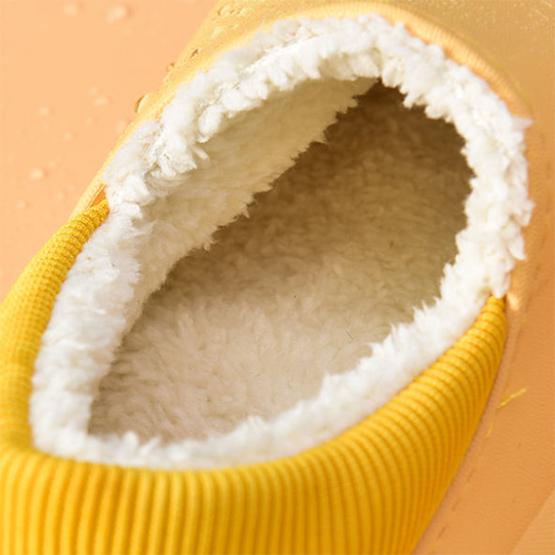Women's Cotton Slippers In Autumn and Winter Thick Bottom Anti-skid Waterproof Household Indoor Solid Color Warm Wrap Heel Slippers