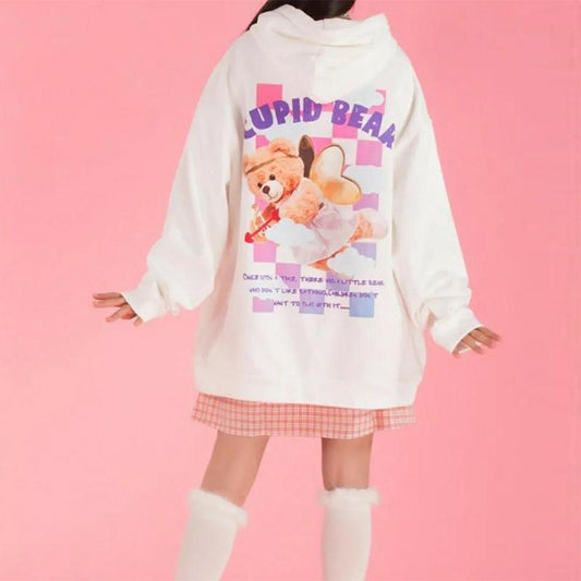Spring and Autumn Long Sleeve Hooded Printed Sweater Girl Student Couple Loose Large Size Jacket