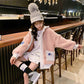 Girls' Warm and Windproof Autumn and Winter Jacket Quilted Padded Lamb Wool Sweater