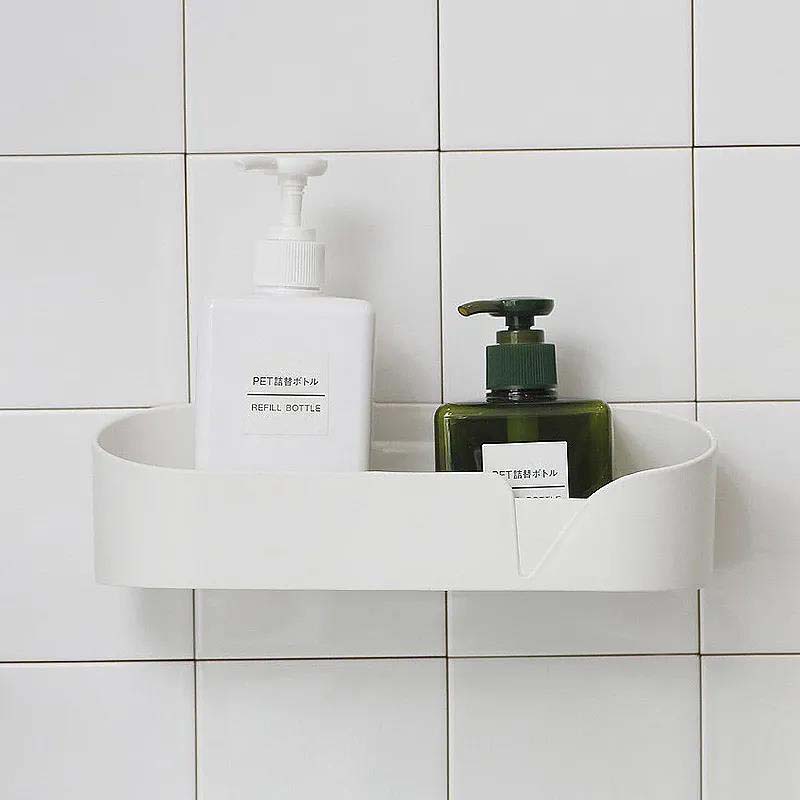 New Bathroom Shelf Adhesive Storage Rack Corner Holder Shower Gel Shampoo Organizer Basket Kitchen Bathroom Supplies Accessories
