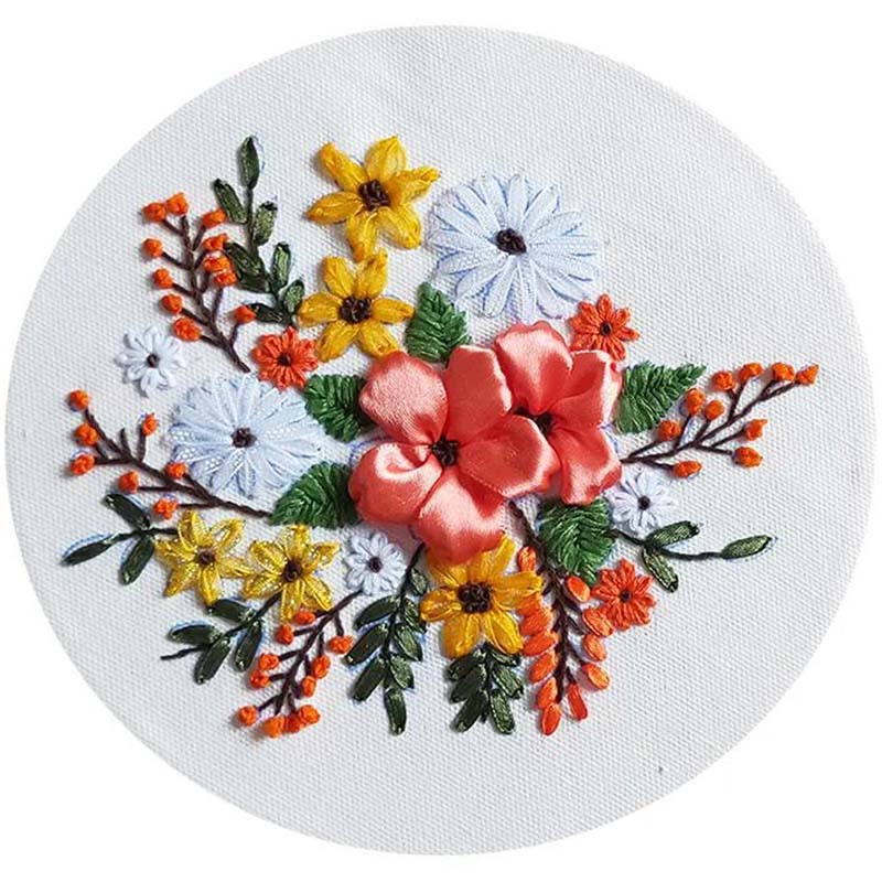 Ribbon Embroidery Small Painting Kit Non-finished Product 30X30CM Three-dimensional Cross Stitch Autumn Color Pine Cone Embroidery