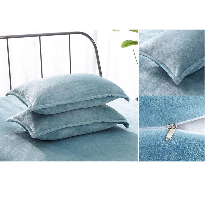 Pure Color Pillowcase Thick Flannel Pillowcase Single and Double Pillowcase Coral Fleece Pillowcase Two-piece