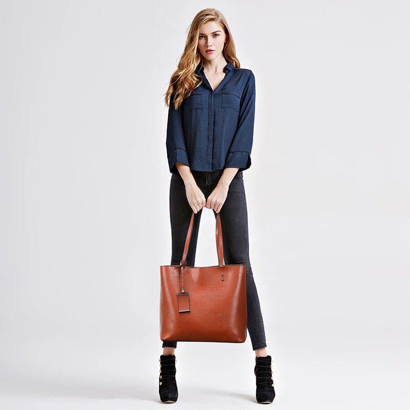 Woman bag Leather bag Big capacity European and American style Shoulder Handbag Trendy wild