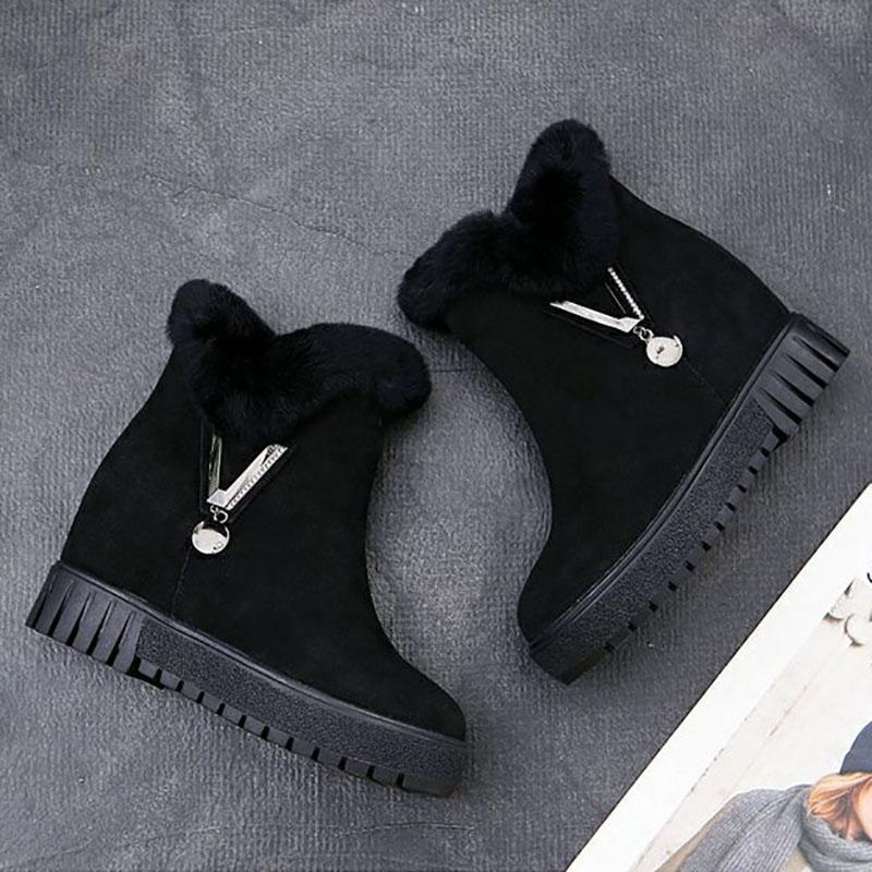 Autumn and Winter Snow Boots Women's Short Boots Women's Inner Height Increase Women's Shoes Cotton Shoes Women