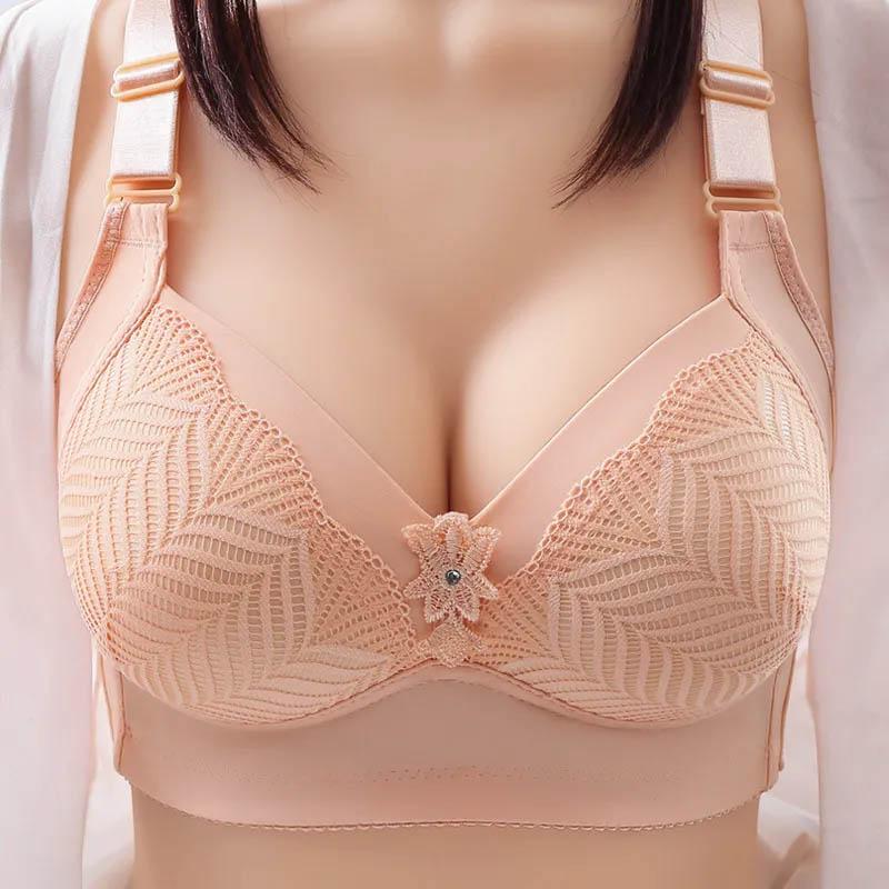 Large Size Thin Bra Gathered Adjustable Breast Lifting Anti-glare Anti-sagging Breathable Lightweight Sweat-absorbing Sexy Jacquard Ladies Bra