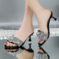 High-heeled Slippers Women's All-match Rhinestone Sandals and Slippers Temperament Stiletto Medium Heel Flip Flops