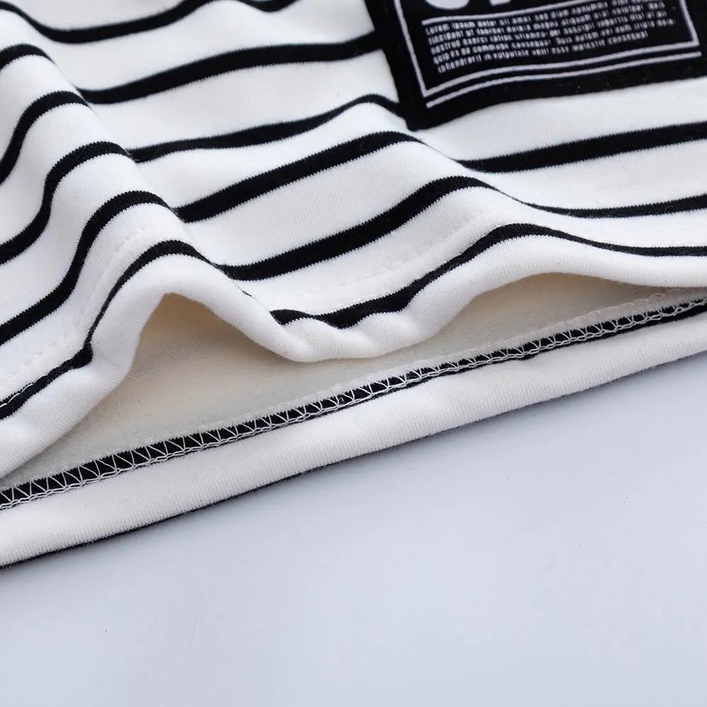 Girls Striped Bottoming Shirt Plush Thick Warm Clothing Wear A Long-sleeved Half-high Collar Top In Autumn and Winter