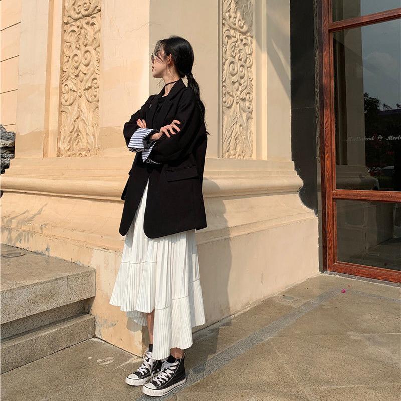 Women Pleated Skirt A-line Skirt Plus Size Summer Elastic Waist Sandy Beach Vacation Daily Irregular Skirt