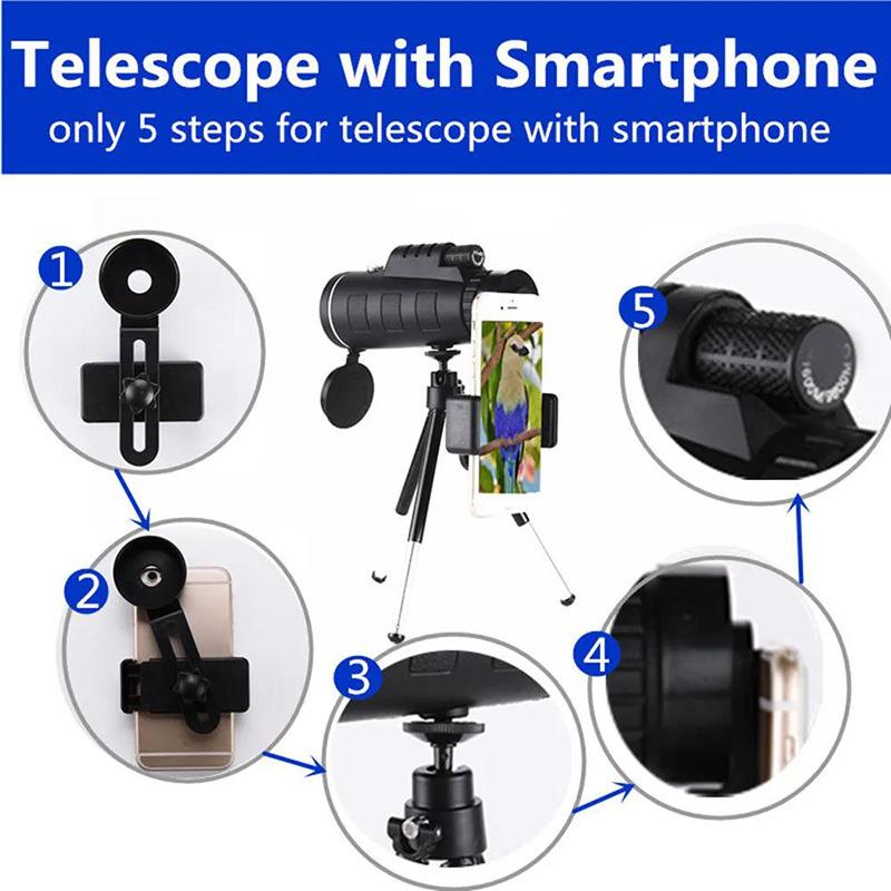 HD Mobile Phone Camera Monocular Automatic Zoom Outdoor Hunting Night Vision Spotting Scope