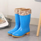 Autumn and Winter Rain Boots Female Adult Mid-tube Rain Boots Rubber Shoes Non-slip Plus Velvet Cotton Warm Waterproof Shoes
