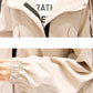 Workwear Windbreaker Women's Mid-length Hooded Loose Jacket with Adjustable Drawstring Women's Warm Short Hooded Jacket