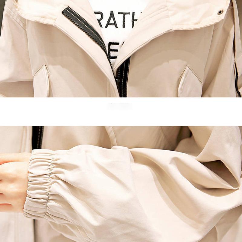Workwear Windbreaker Women's Mid-length Hooded Loose Jacket with Adjustable Drawstring Women's Warm Short Hooded Jacket