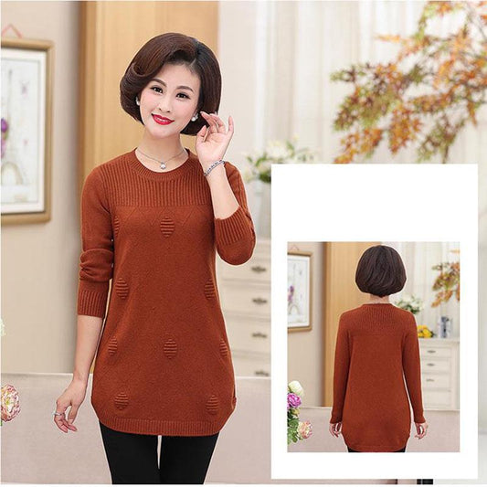 Autumn Thick Plus Velvet Sweater Women's Mid-length Loose-Fit Large Size Pullover Knit