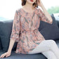 Ice Silk Floral Shirt Short-sleeved Women's Waist-covering Belly Thin Large Size Summer Mid-length Bottoming Shirt Top