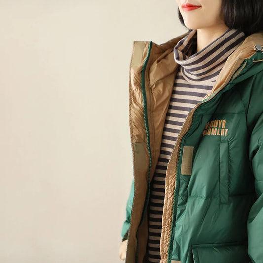 White Duck Down Jacket Female Literature and Art All-match Loose Large Size Casual and Thin Korean Letter Winter Jacket