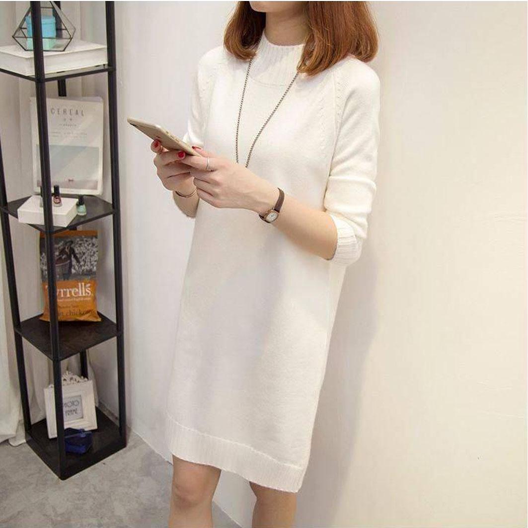 Sweater Women's Mid-length Half High Neck Long-sleeved Pullover Autumn and Winter Bottoming Sweater