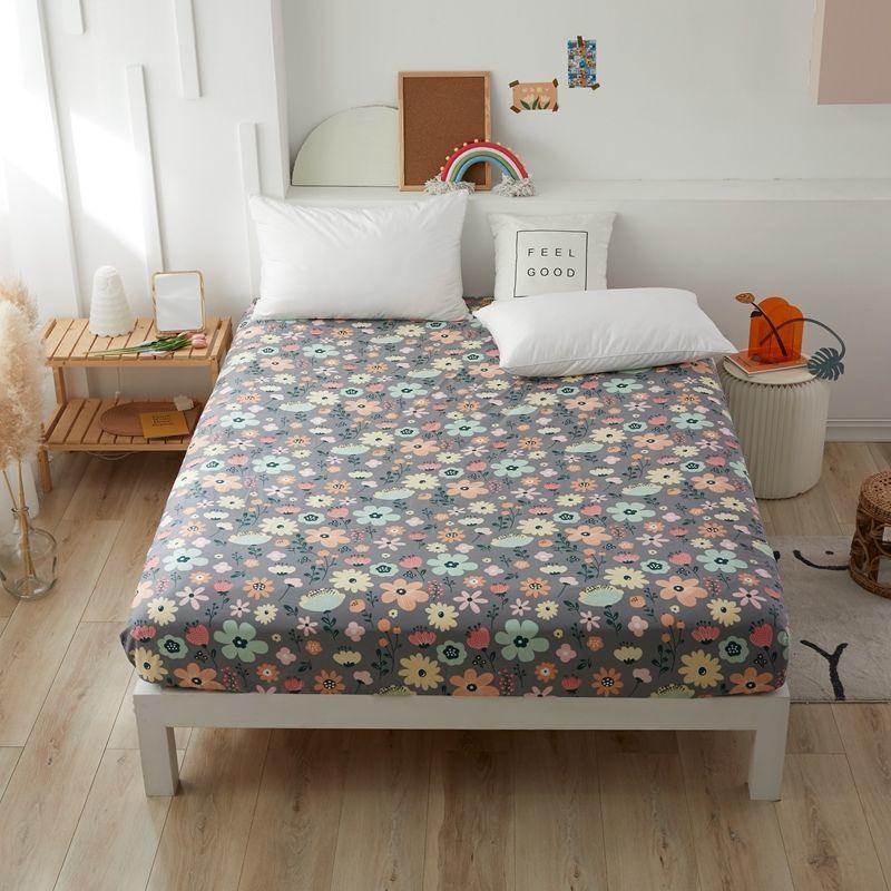 Skin-friendly Cotton Bed Cover Non-slip Fixed Mattress Cover Dust Protection Cover Bedding Cotton Bed Sheet Single Piece