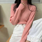 Half Turtleneck Bottoming Shirt Women's Fashion Vertical Stripe Pullover Solid Color Stretch Long Sleeve Sweater