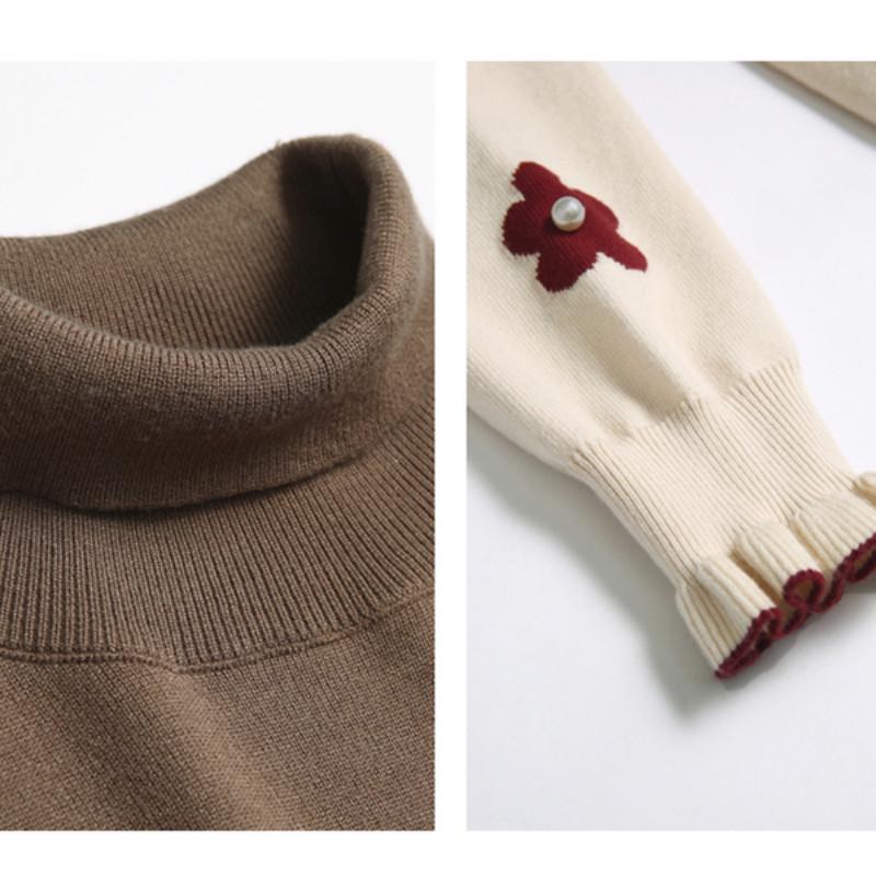 Turtleneck Sweet Jacquard Sweater Women's Autumn and Winter Base Long-sleeved Sweater