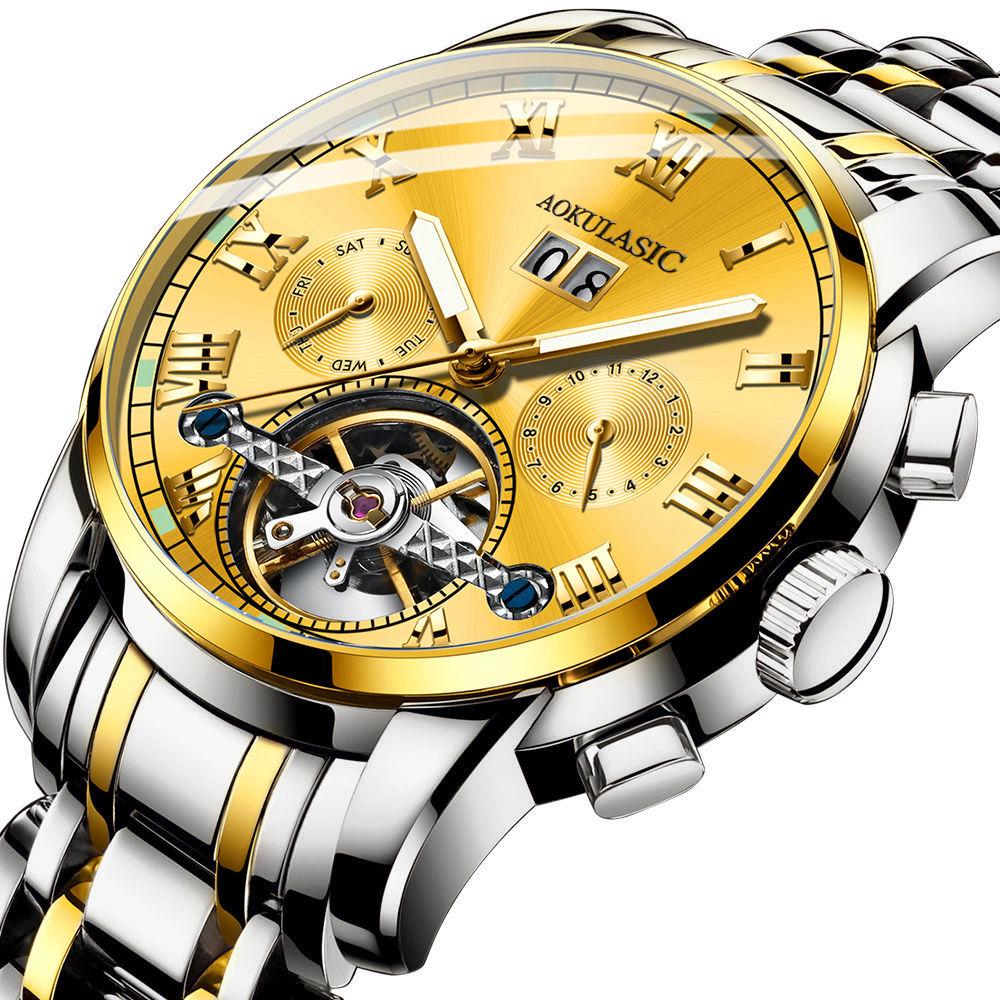 Men's Luxury Skeleton Watch Sport Hand-winding Mechanical Stainless Steel Wrist Watch Retro