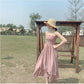 Fashion Summer Chiffon Spaghetti Strap Dress Women Sexy A-line Strapless Dress Beach Party Dress