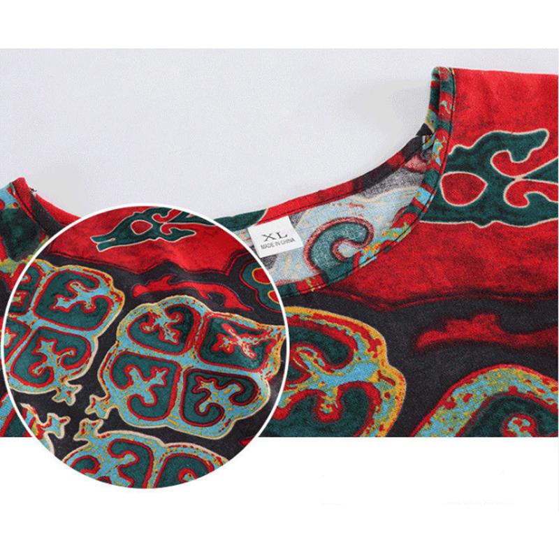 Mom Long-sleeved Home Wear Set Women's Retro Floral Printing Pajamas Ethnic Style Middle-aged Elderly Large Size Loose Pajamas Two-piece Set