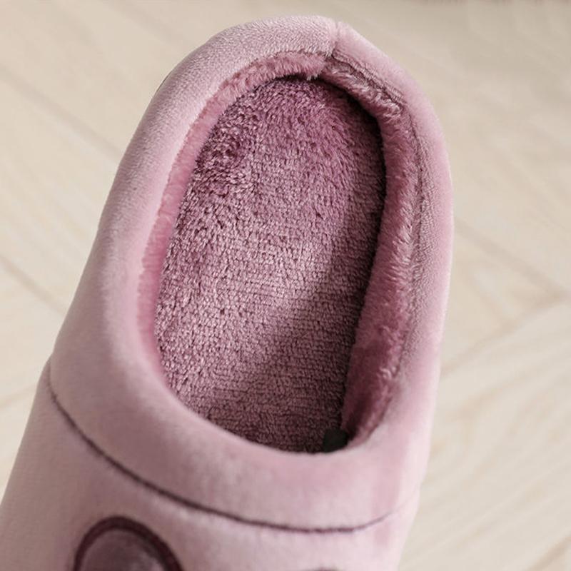 Home Men's Winter Cotton Slippers Indoor Non-slip and Warm Couples Plus Velvet Slippers Women's Thick Bottom Plush Slippers