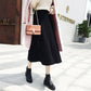 Knitted Skirt Female Student Korean Version of The Autumn and Winter Thickened High Waist Mid-length A-line Pleated Skirt Chic Large Swing Skirt