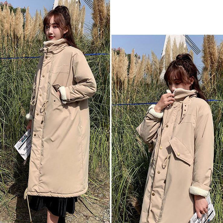 Lamb Velvet Padded Padded Jacket Women's Mid-length Over The Knee Fashion Loose and Velvet Parka Padded Jacket