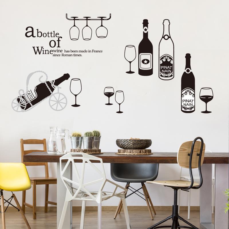 Glass wine bottle Decorative personality kitchen bar DIY creative pvc wall sticker no opp packaging