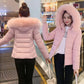 Winter Korean Style Slim and Thin Padded Jacket Jacket Thickened Short Big Fur Collar Down Jacket for Women