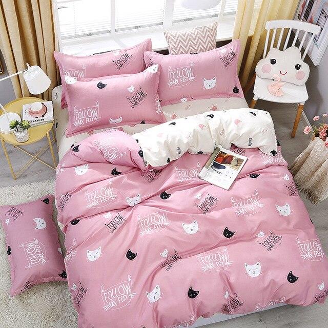Cheap Four-Piece Bedding Set Quilt Cover Sheet Pillowcases Suit Polyester Anti-Static Delicate Children's Student Princess Style