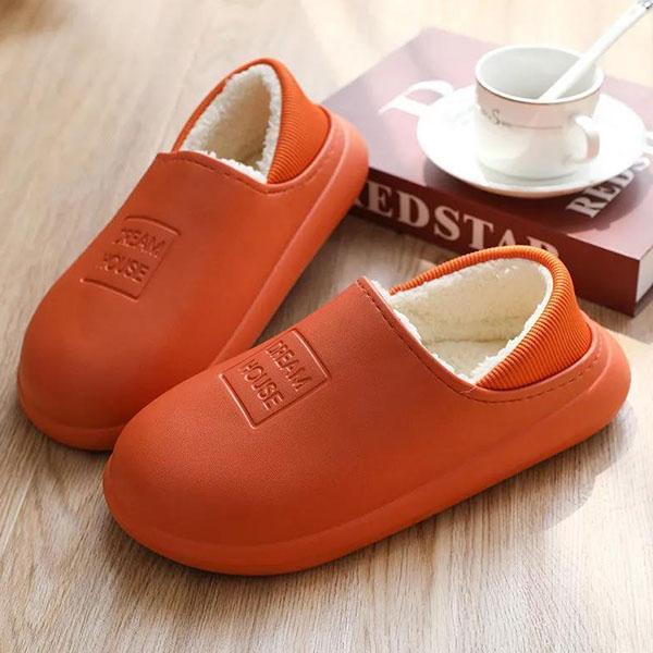 Women's Cotton Slippers In Autumn and Winter Thick Bottom Anti-skid Waterproof Household Indoor Solid Color Warm Wrap Heel Slippers