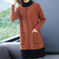 Autumn Winter High Quality Contrast Color Sweater Dress Women Knit Dress Long Loose Pullover Sweater Dress with Pockets for Inner or Outer Wear