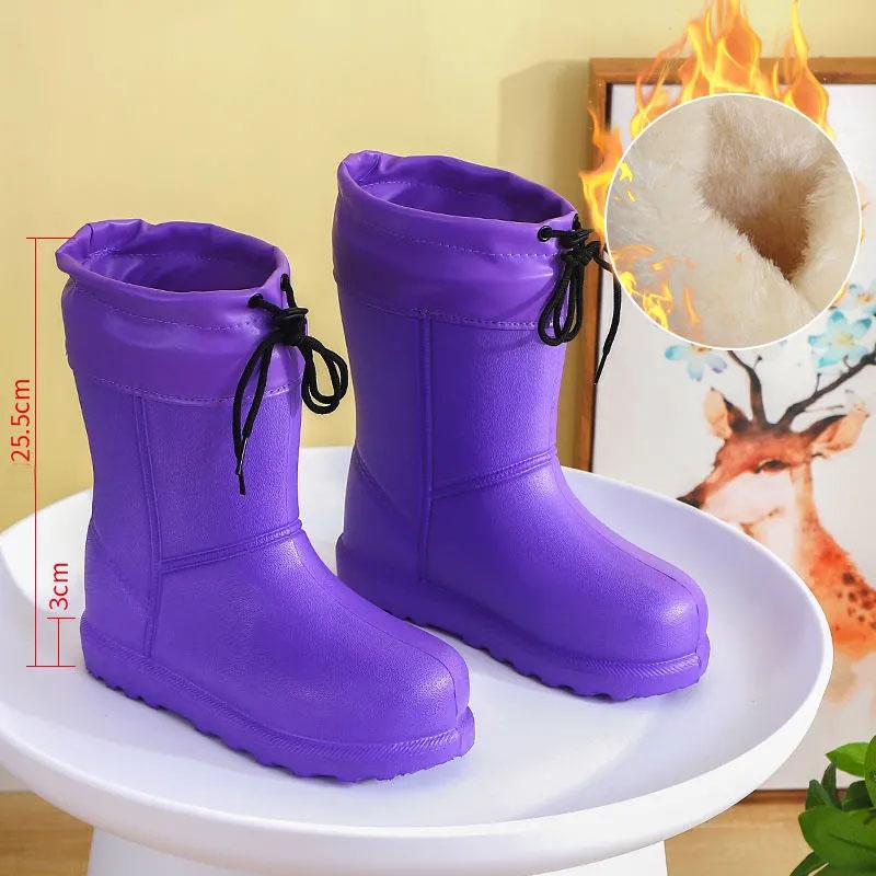 Winter Warm Outdoor Waterproof Snow Boots Women's Boots Non-slip Flat-bottomed Tube Thickened Plus Velvet Cotton Shoes Cotton Boots