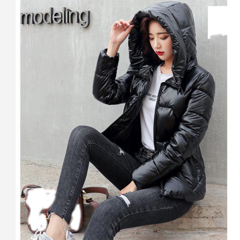 Glossy Short Women's Down Jacket Winter Korean Style Loose Cotton Clothes Casual Stand-collar Cotton Quilted Jacket