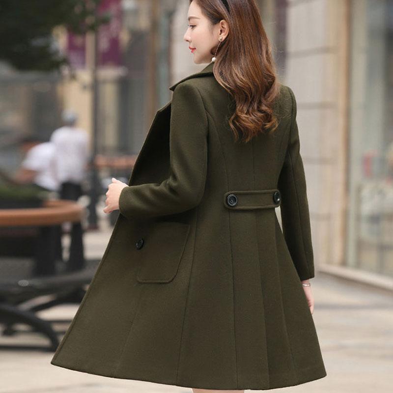 Autumn and Winter Korean Style Slim Slimming Fashion Temperament Mid-length Waist Woolen Coat Women's Woolen Coat