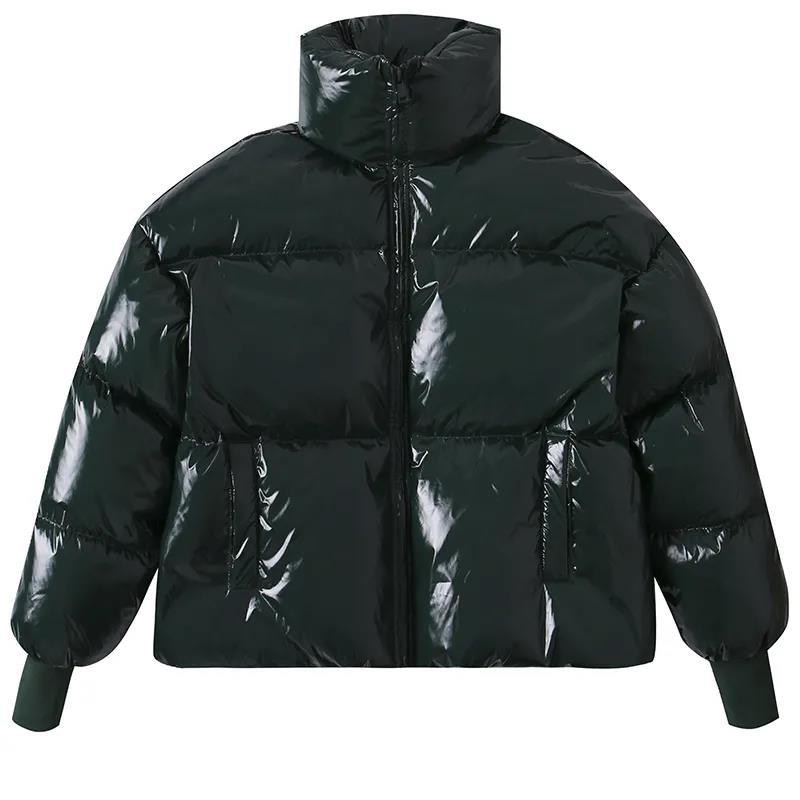 Thickened Shiny Cotton Jacket Women's Short Coat Loose Warm Cotton-padded Jacket Bread Jacket Stand-up Collar Without Hood Cotton Jacket