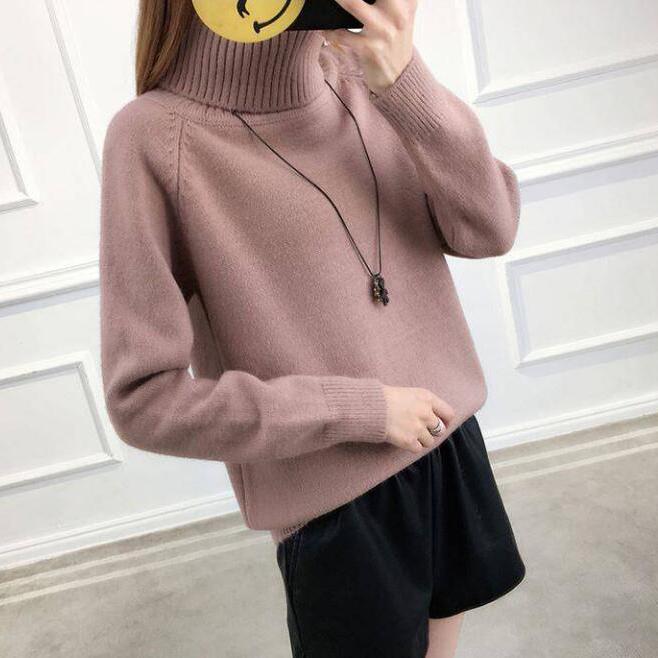 2019 Autumn and Winter Women Turtleneck Sweater Long Sleeve Slim Women Knit Sweater and Pullover