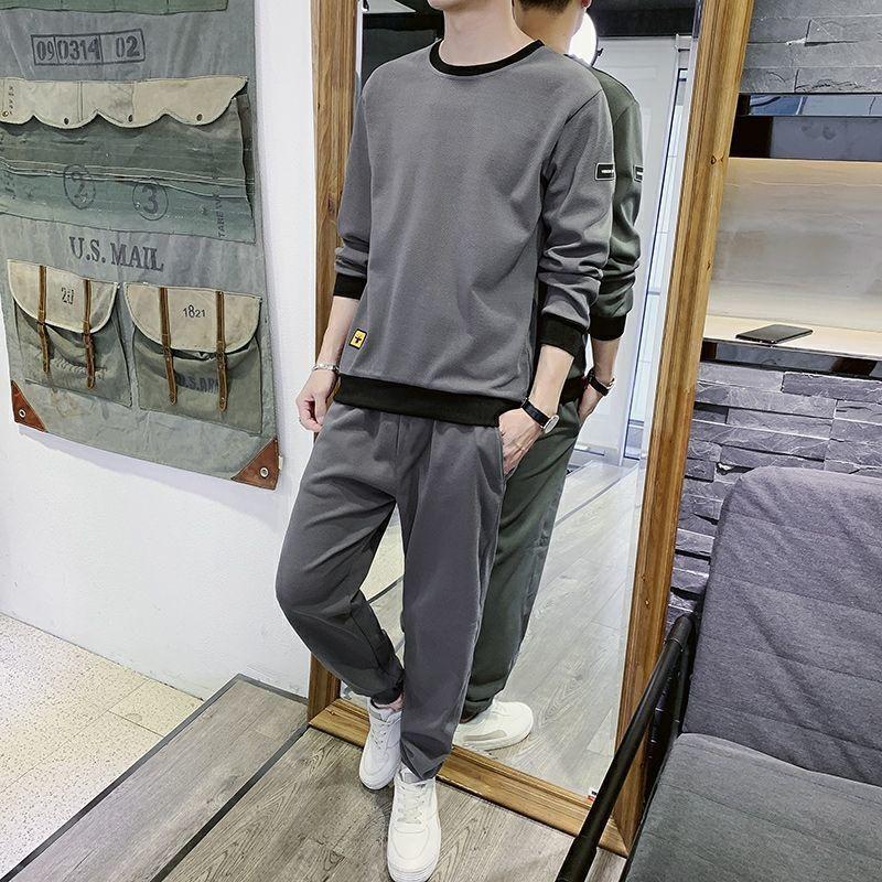 Suit Long-sleeved T-shirt Men's Sweater Casual Sports Spring and Summer Suit Korean Version of The Trend Handsome Men's Set