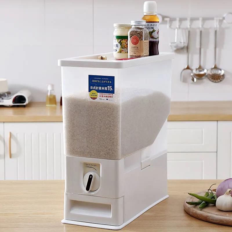 Measuring Rice Bucket Anti-proof Moisture Seal Rice Barrel Home Reservoir Box Bucket Plastic Kitchen Mass Storage Box